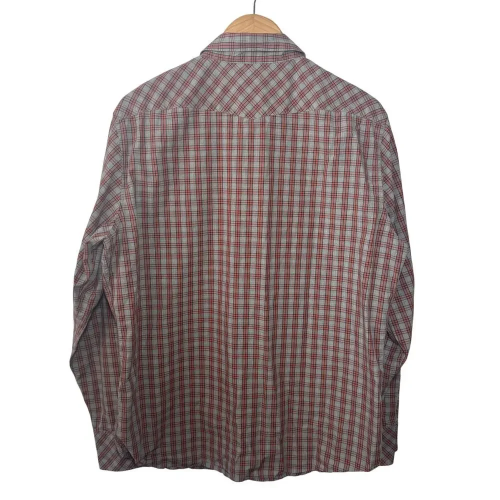 Banana Republic Shirt Men Size L Plaid Slim Fit Pearl Snap Button Up Long Sleeve